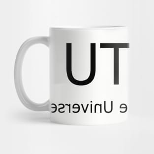 UTOM MOTU Backwards Black Text Mug